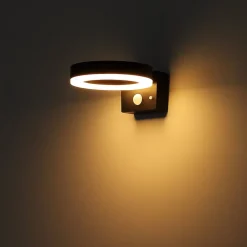 Udendørs LED-væglampe 36507 sort, sensor, plast
