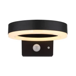 Udendørs LED-væglampe 36507 sort, sensor, plast