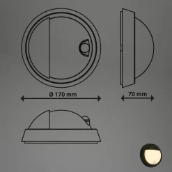 Udendørs LED-væglampe 3785015 sort bevægelsessensor 17 cm