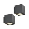 Udendørs LED-væglampe Jarno, antracit, sæt med 2, metal, 9 cm