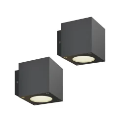 Udendørs LED-væglampe Jarno, antracit, sæt med 2, metal, 9 cm