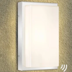 Udendørs LED-væglampe Julea, stål, glas, bevægelsessensor