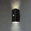 Udendørs LED-væglampe, sort, sensor, op/ned