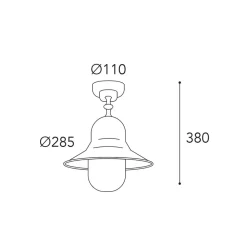 Udendørs loftlampe Campanula 2095, antik messing, Ø 29 cm IP44