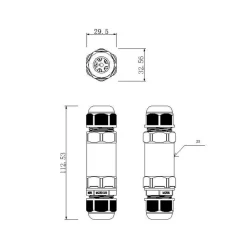 Udendørs multikabelstik til 2 kabler på 4-14 mm