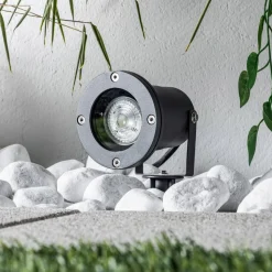 Udendørs spot med jordspyd Tessa, i gråt