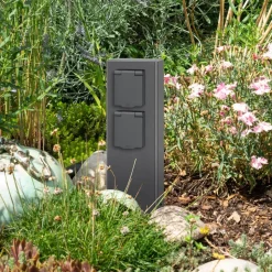 Udendørs stikdåsesøjle 017, 2 stik, grafit