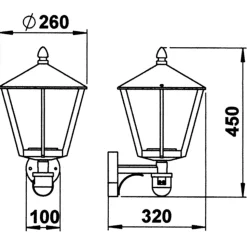 Udendørs væglampe 671, hvid med bevægelsesdetektor