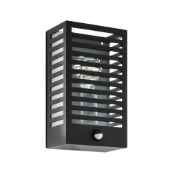 Udendørs væglampe Alamonte 3, sort, med sensor