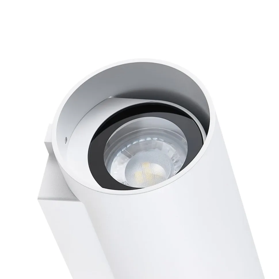 Udendørs væglampe CAN, hvid, 2 lyskilder, Ø 8 cm, IP65, metal, GU10