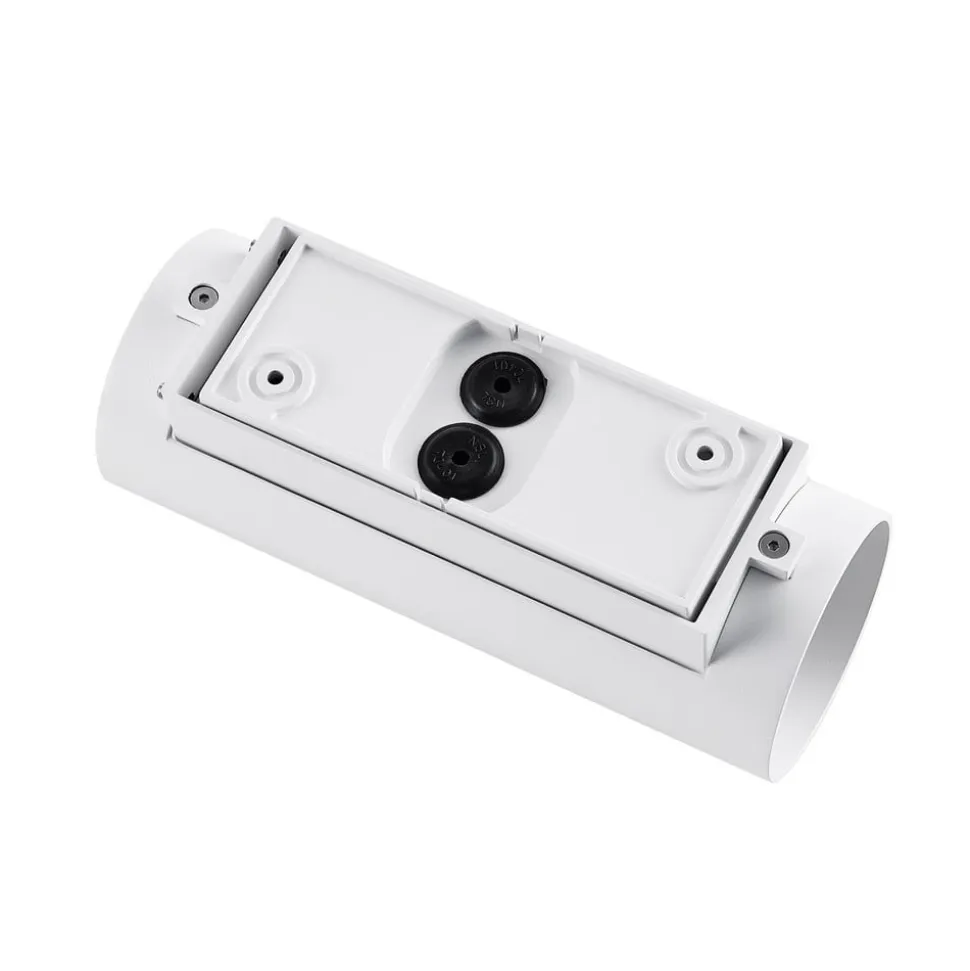 Udendørs væglampe CAN, hvid, 2 lyskilder, Ø 8 cm, IP65, metal, GU10