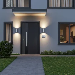 Udendørs væglampe CAN, hvid, 2 lyskilder, Ø 8 cm, IP65, metal, GU10