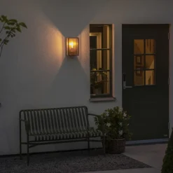 Udendørs væglampe Carpi, messing, bredde 18 cm