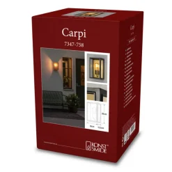 Udendørs væglampe Carpi, sort, bredde 18 cm