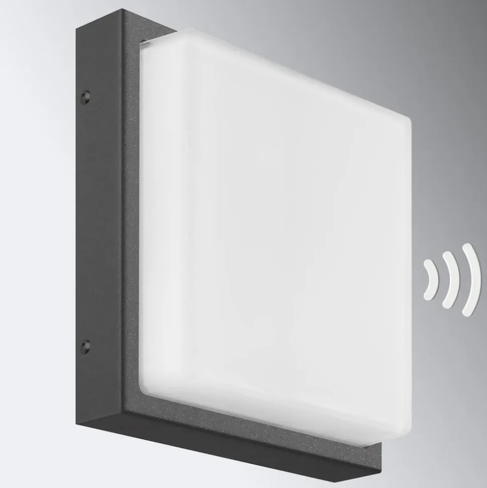 Udendørs væglampe Ernest, grafit, E27, bevægelsessensor