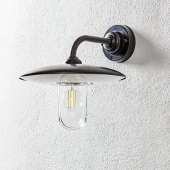 Udendørs væglampe Golfo bruneret messing glas klar