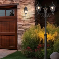 Udendørs væglampe Livenza, bundfatning, sort, aluminium