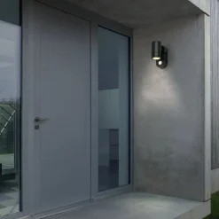 Udendørs væglampe med sensor 3789015, sort, plast, GU10