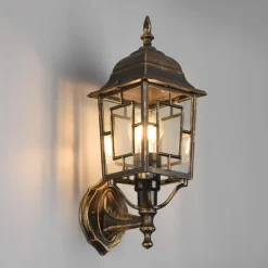 Udendørs væglampe Volturno, topfatning, rustfarvet antik