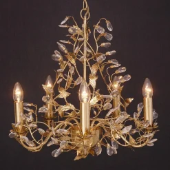 Udsøgt Buono lysekrone i guld med fem lys