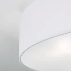 Ufo loftlampe med linnedskærm, hvid