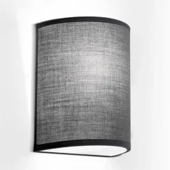 Ufo væglampe med linnedskærm i grå