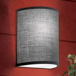 Ufo væglampe med linnedskærm i grå