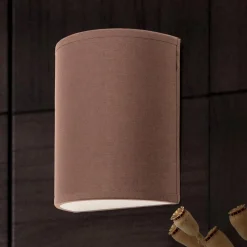 Ufo væglampe med linnedskærm i brun