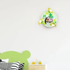 Ugle loftlampe til børneværelset, grøn-gul