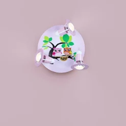 Ugle loftlampe til børneværelset, rosa