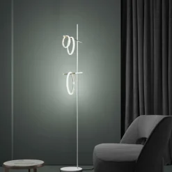 Ulaop LED-gulvlampe, tre ringe, hvid
