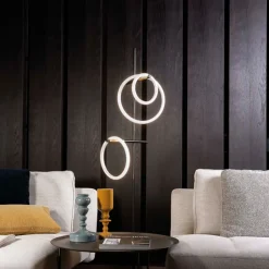 Ulaop LED-gulvlampe, tre ringe, sort