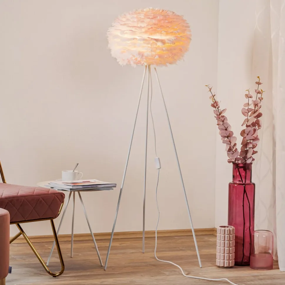 UMAGE Eos Medium gulvlampe rosa, hvid trefod