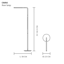 UMAGE LED-gulvlampe Omni, messingfarvet, højde 143 cm, 2 lyskilder