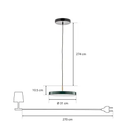 UMAGE LED-hængelampe Asteria Mini mørkegrøn/messing Ø 31 cm