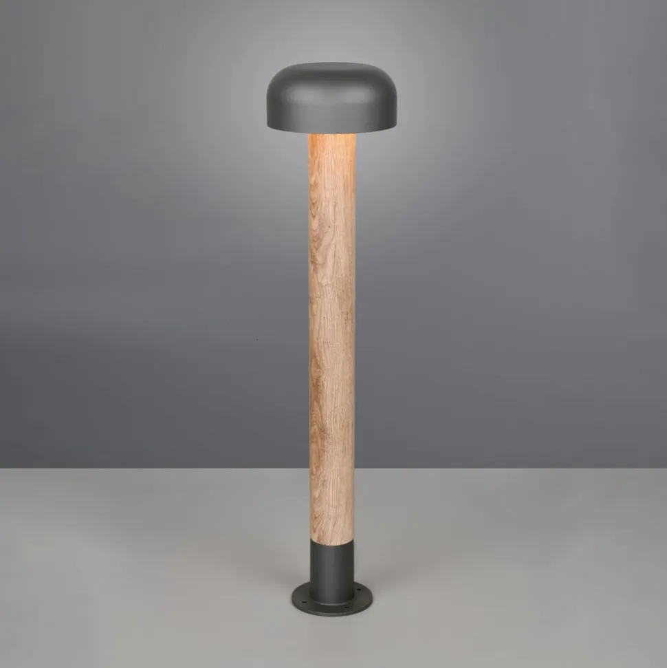 Vejlampe FRASER, trælook, højde 85 cm, metal, IP54