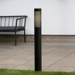 Vejlampe Pistoia, sort, højde 95 cm, metal, IP54