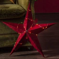 Velvet dekostjerne, rød Dew Drop LED-lyskæde