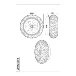 Ventilator med lys Bidar, sort/guld, DC, støjsvag, fjernbetjening