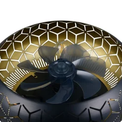 Ventilator med lys Bidar, sort/guld, DC, støjsvag, fjernbetjening