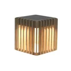 Verti LED solcellebordlampe, teakgrå, 3.000 K, 300 lm