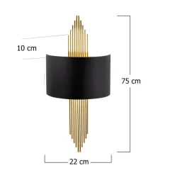 Væglampe 616-A, sort med gyldne stænger