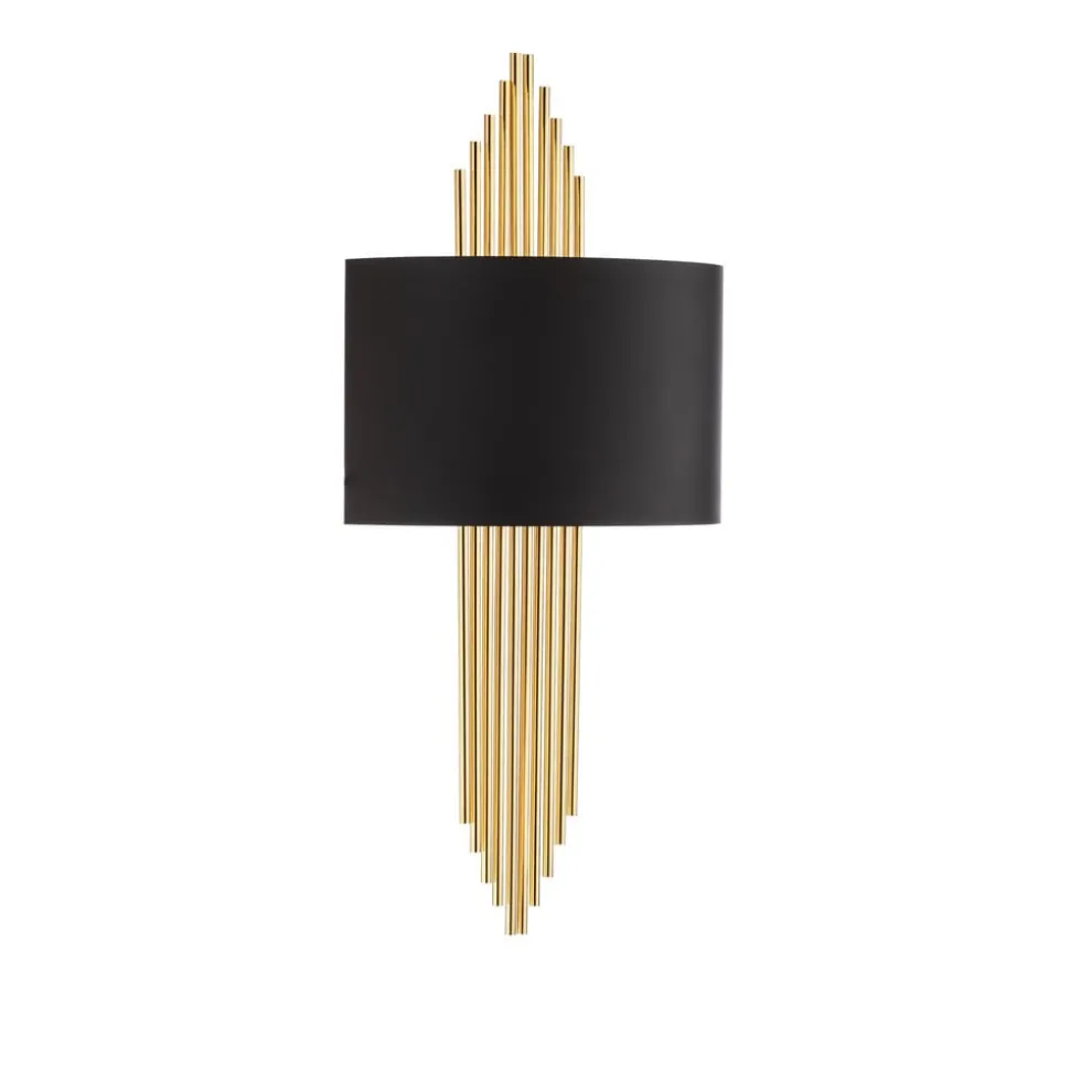 Væglampe 616-A, sort med gyldne stænger