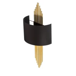 Væglampe 616-A, sort med gyldne stænger