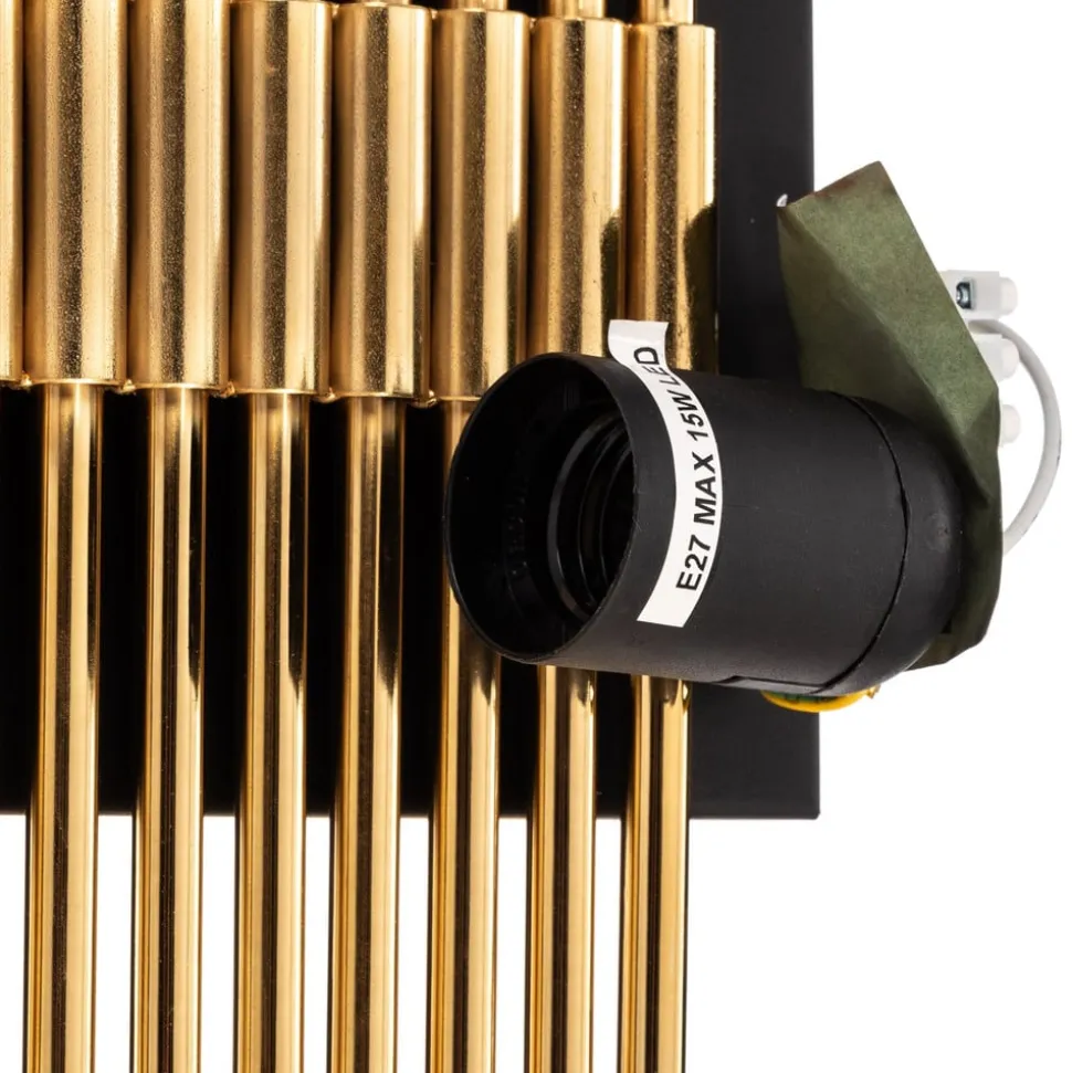 Væglampe 616-A, sort med gyldne stænger