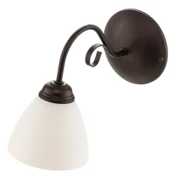 Væglampe Adoro med glasskærm, brun