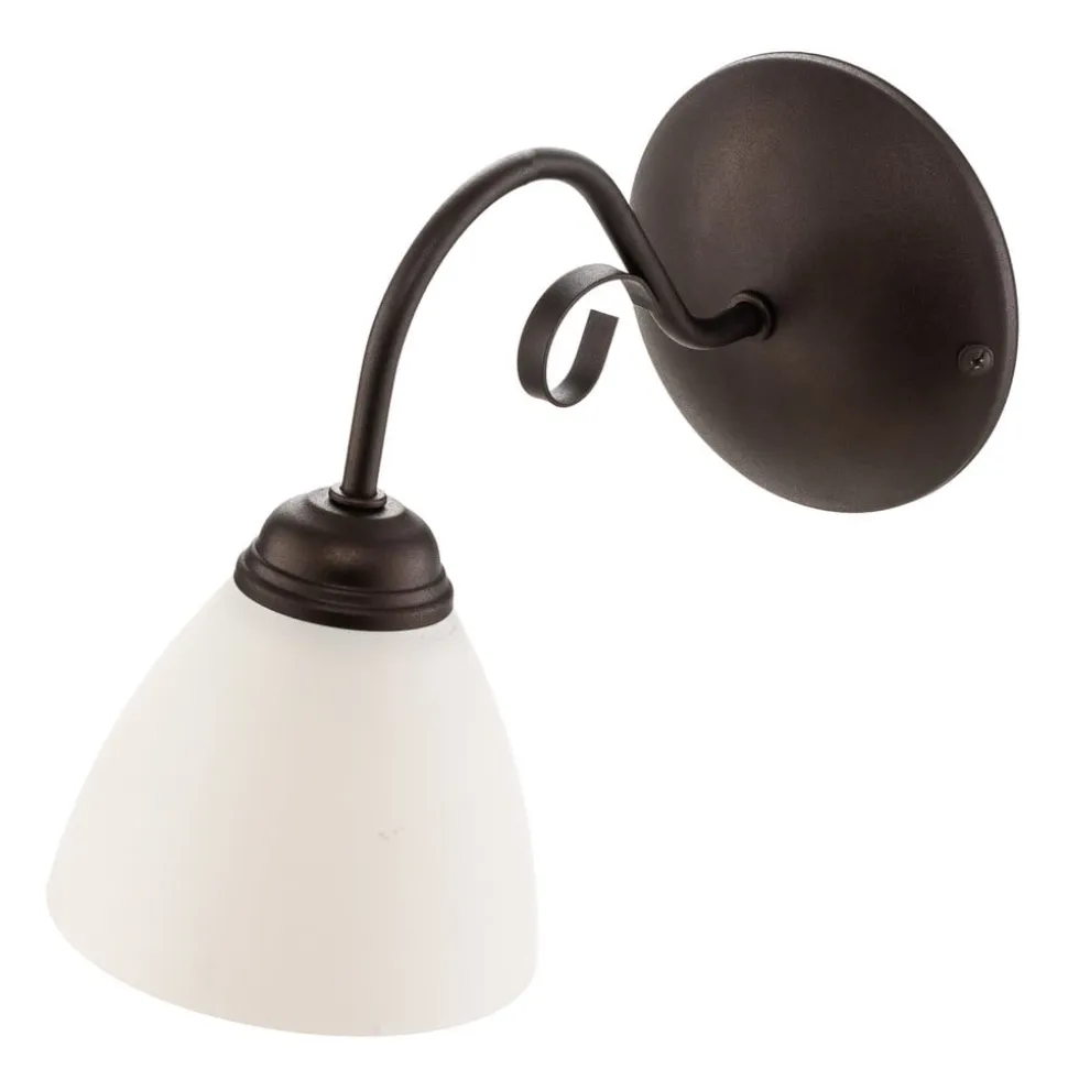 Væglampe Adoro med glasskærm, brun