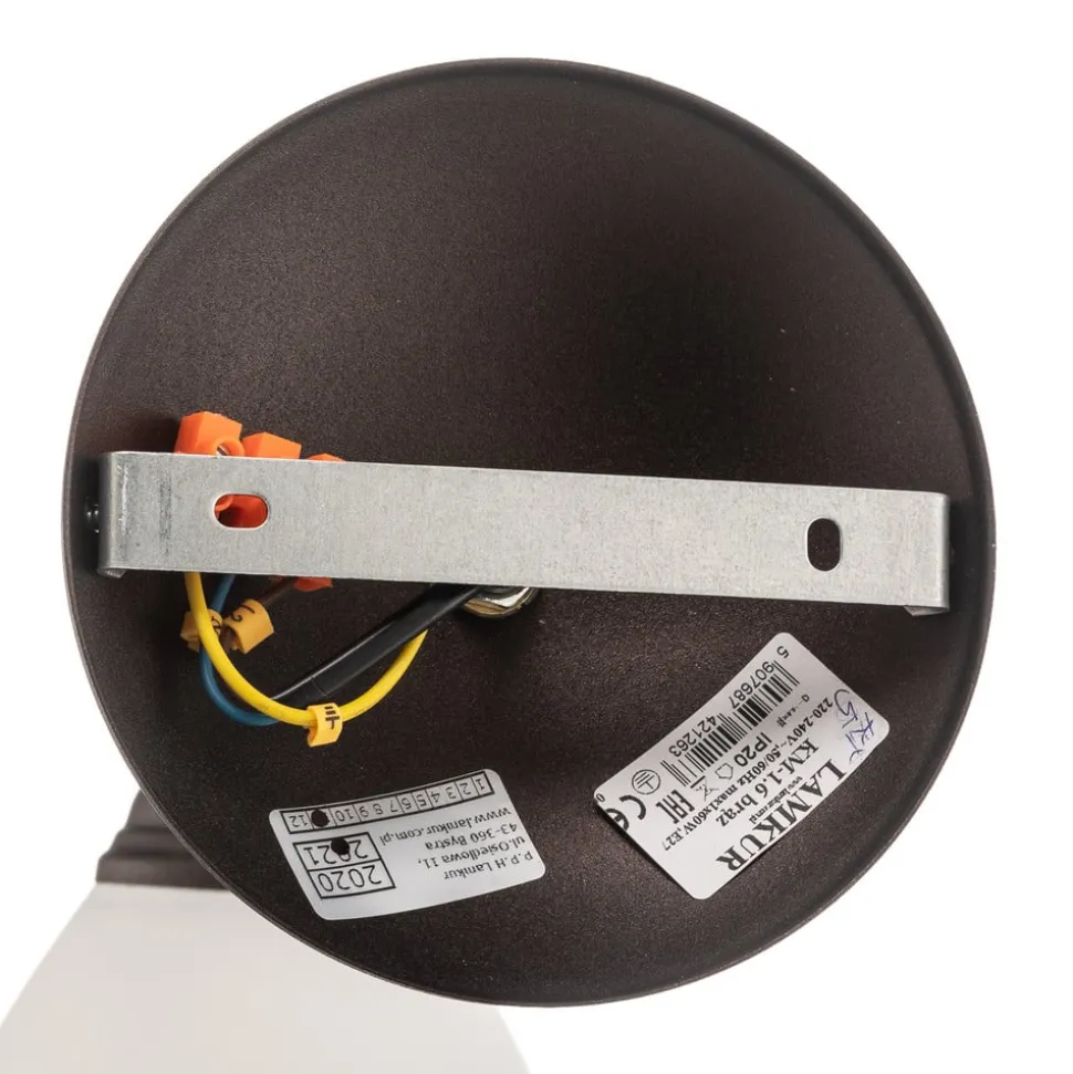 Væglampe Adoro med glasskærm, brun