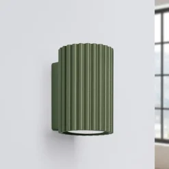 Væglampe ALORA, højde 10 cm, olivengrøn, metal, 1 x GU10