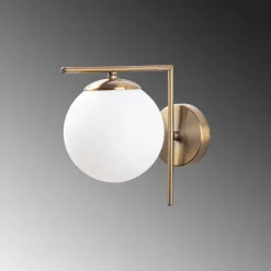 Væglampe 7141-Antique, antik guldfarve, opalglas Ø 10 cm